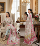 The Cream & Crimson Bloom 3-piece unstitched suit