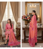 The Rosewood Glow 3-piece unstitched suit.