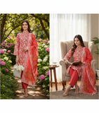 Crimson Savannah 3-piece unstitched suit.