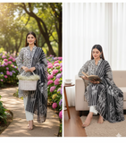 Noir Fern 3-piece unstitched suit