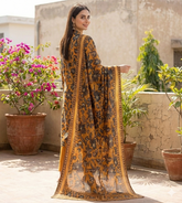 Mustard Floral Print 3-Piece Suit