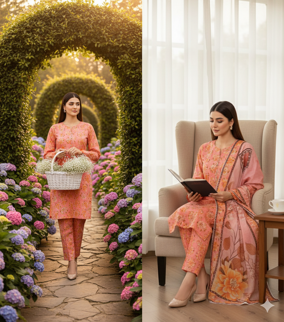 Crimson Ripple 3-piece unstitched suit.