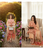Peachy Petal 3-piece unstitched suit