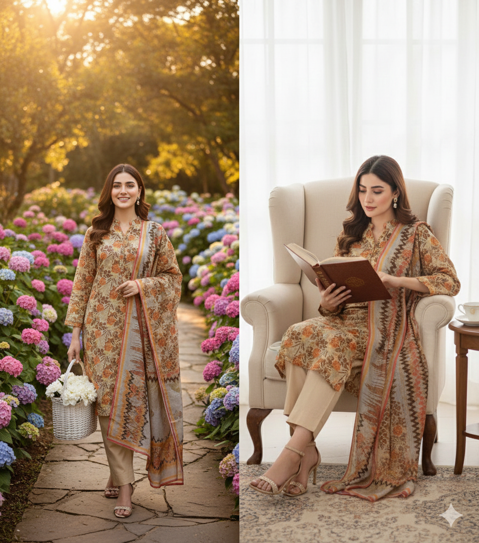Amber Harvest 3-piece unstitched suit.